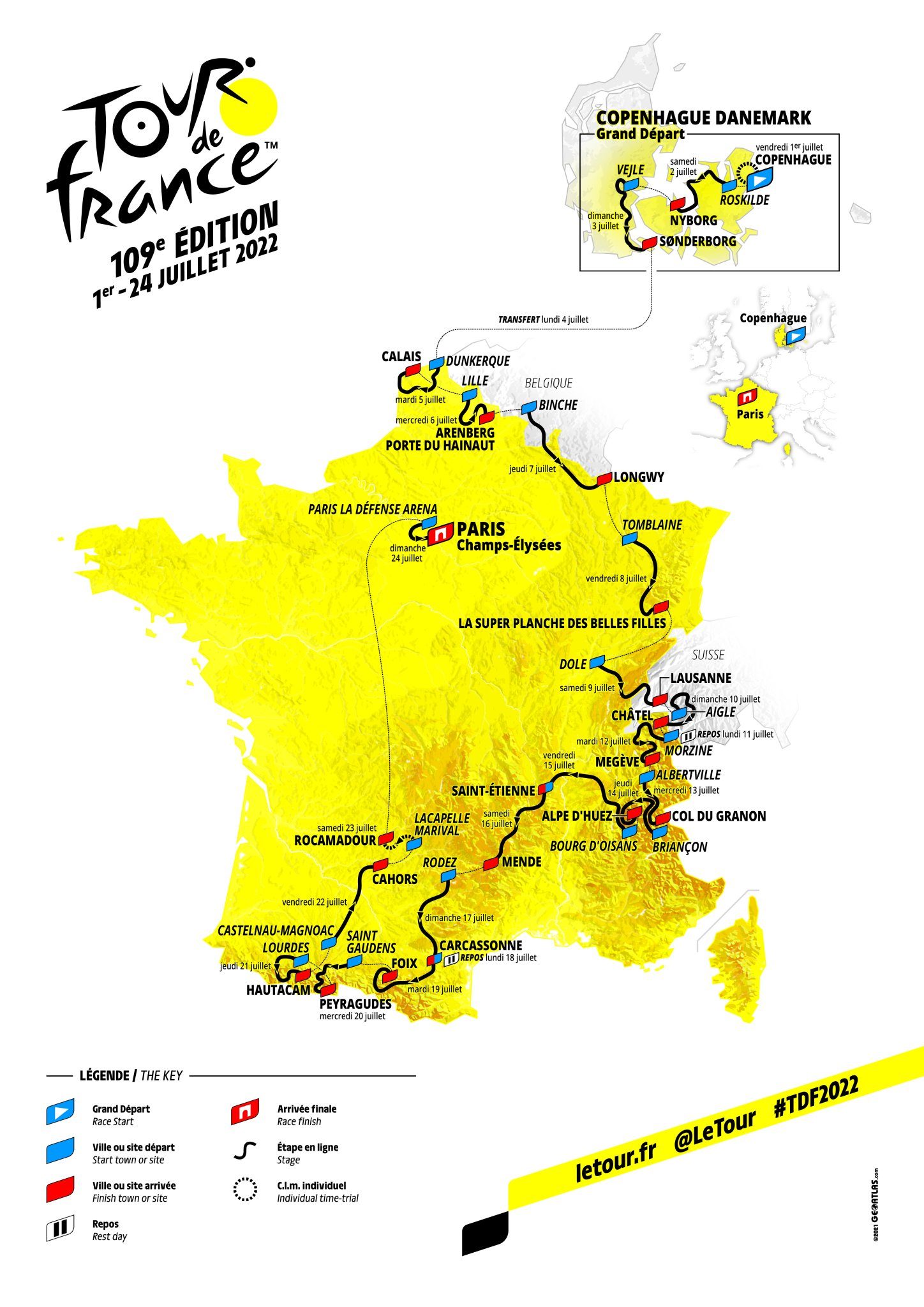 Представлен маршрут "Тур де Франс - 2022"