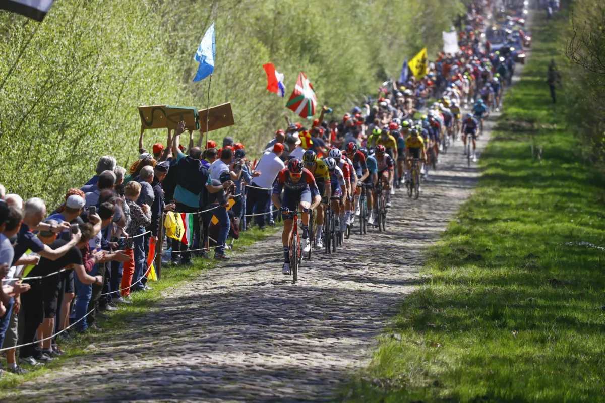 Roubaix - France - cycling - Filippo Ganna (ITA - INEOS Grenadiers) in Bois de Wallers  pictured during 2nd Paris-Roubaix (1.WWT) a one day race from Compiègne to Roubaix(257,2km -Photo: Luca Bettini/SCA/Cor Vos © 2022