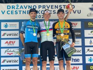 Марко Павлич (слева), Тадей Погачар (в центре) и Анже Скок