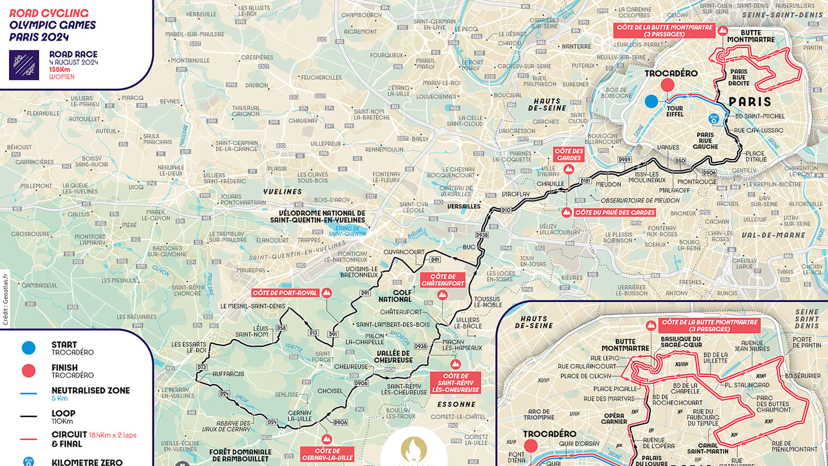 Представлен маршрут олимпийской шоссейной велогонки в Париже